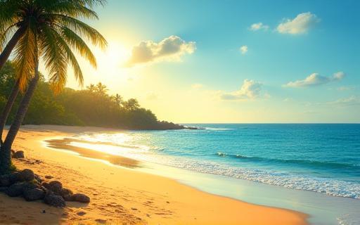 Beautiful coastal landscape at sunset.
