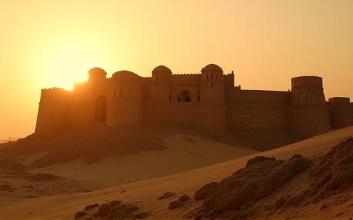 Historic fort location with dramatic lighting.